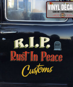 Rust In Peace Custom Lettering Vinyl Sticker 10407