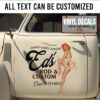 Personalized Pin Up Girl Rod And Custom Lettering Vinyl Sticker 10713