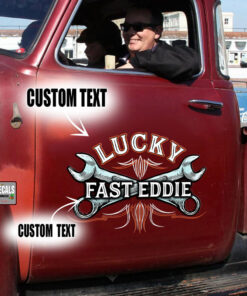 Personalized Pinstripe Garage Hot Rod Wrench Vinyl Sticker 09765