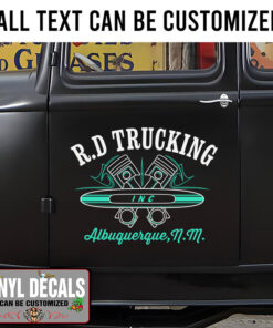 Personalized Pinstripe Piston Old School Sticker 11260