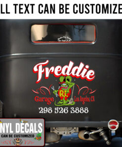 Personalized Pinstripe Rat Fink Garage Sticker 11240