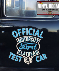 V8 Motor City Flathead Test Car Vinyl Sticker 10426