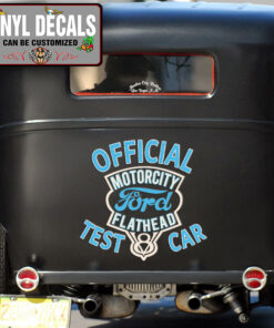 V8 Motor City Flathead Test Car Vinyl Sticker 10426