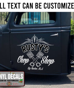 Personalized Pinstriping Piston Chop Shop Vinyl Sticker 10406