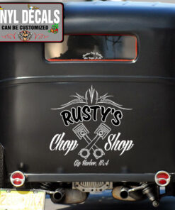 Personalized Pinstriping Piston Chop Shop Vinyl Sticker 10406