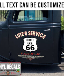 Personalized Pinstriping Route 66 Emblem Lettering Vinyl Sticker 10861