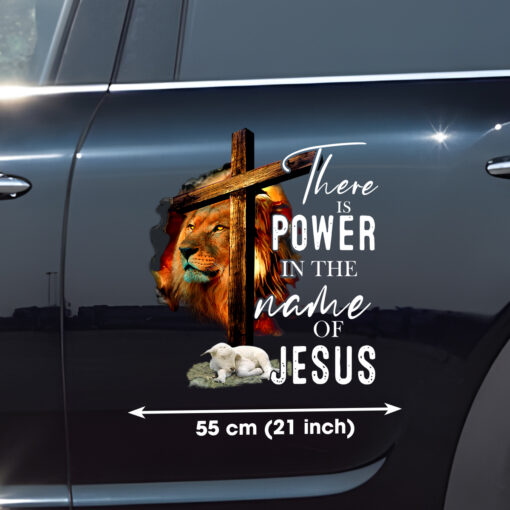 Jesus Power Cross; Lamb Decal, Transparent Lion of Judah Car Sticker for Faith Expression