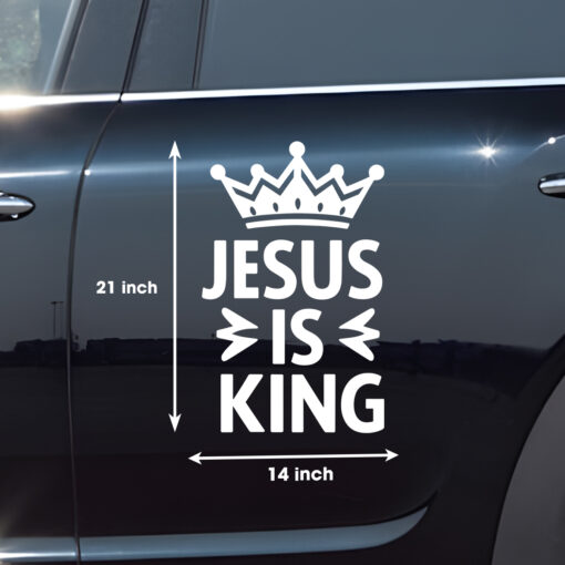 Jesus is King Car Decal, Waterproof Christian Vinyl Sticker for Window, Bumper, or Wall