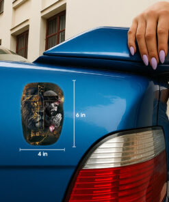 Jesus Cross and Lion of Judah Vinyl Decal - Christian Car Decals, Truck Stickers & Religious Faith Car Stickers - Durable Weatherproof Prayer