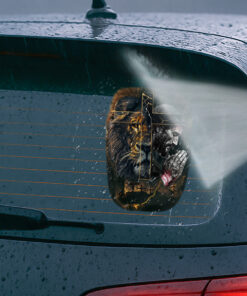 Jesus Cross and Lion of Judah Vinyl Decal - Christian Car Decals, Truck Stickers & Religious Faith Car Stickers - Durable Weatherproof Prayer