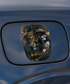 Jesus Cross and Lion of Judah Vinyl Decal - Christian Car Decals, Truck Stickers & Religious Faith Car Stickers - Durable Weatherproof Prayer