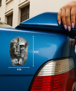 Jesus Cross Lion of Judah Transparent Decal - Jesus Stickers, Christian Stickers & Car Decals - Faith God Prayer Vinyl for Car, Truck, Window