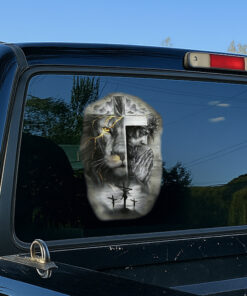 Jesus Cross Lion of Judah Transparent Decal - Jesus Stickers, Christian Stickers & Car Decals - Faith God Prayer Vinyl for Car, Truck, Window