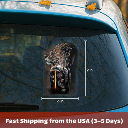 Jesus Car Window Sticker - Lion of Judah Fighter Warrior Design, Jesus Stickers, Christian Stickers & Car Decals - Religious Gift for Believers