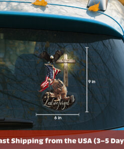 Veteran American Flag Car Window Decal - Eagle and Jesus Cross Design, Christian Stickers, Jesus Stickers & Car Decals for Veterans