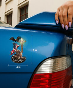 Veteran American Flag Car Window Decal - Eagle and Jesus Cross Design, Christian Stickers, Jesus Stickers & Car Decals for Veterans