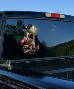 Veteran American Flag Car Window Decal - Eagle and Jesus Cross Design, Christian Stickers, Jesus Stickers & Car Decals for Veterans