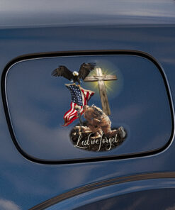 Veteran American Flag Car Window Decal - Eagle and Jesus Cross Design, Christian Stickers, Jesus Stickers & Car Decals for Veterans