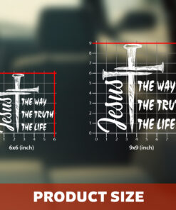 Jesus The Way The Truth The Life Cross Decal - Christian Window Decals for Cars, Bumper Stickers, Religious Truck Vinyl & Christian Car Stickers for Laptop