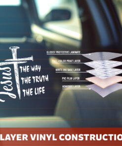 Jesus The Way The Truth The Life Cross Decal - Christian Window Decals for Cars, Bumper Stickers, Religious Truck Vinyl & Christian Car Stickers for Laptop
