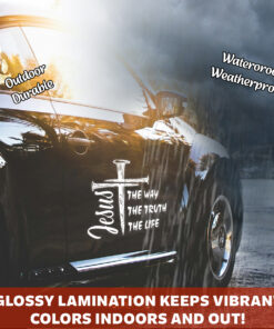 Jesus The Way The Truth The Life Cross Decal - Christian Window Decals for Cars, Bumper Stickers, Religious Truck Vinyl & Christian Car Stickers for Laptop