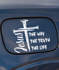 Jesus The Way The Truth The Life Cross Decal - Christian Window Decals for Cars, Bumper Stickers, Religious Truck Vinyl & Christian Car Stickers for Laptop