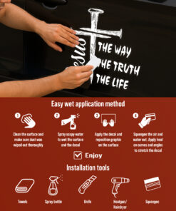 Jesus The Way The Truth The Life Cross Decal - Christian Window Decals for Cars, Bumper Stickers, Religious Truck Vinyl & Christian Car Stickers for Laptop