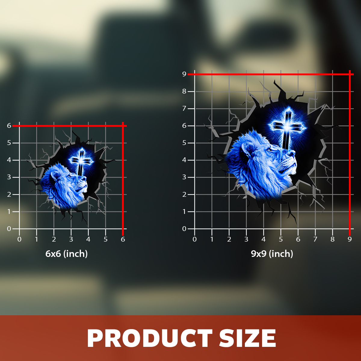 Jesus Lion Car Decal - 3D Broken Glass Effect Faith Over Fear Window Decal - Christian Tags for Vehicles, Calcomanías para Trocas & Estiquer para Carro de Dios