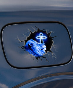Jesus Lion Car Decal - 3D Broken Glass Effect Faith Over Fear Window Decal - Christian Tags for Vehicles, Calcomanías para Trocas & Estiquer para Carro de Dios
