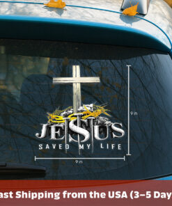 Jesus Saved My Life Decal - Jesus Stickers, Christian Stickers & Car Decals - Faith Cross Vinyl for Car, Truck, Motorcycle, Window, Bumper, Wall Decor