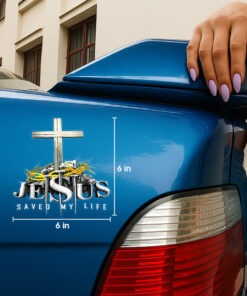 Jesus Saved My Life Decal - Jesus Stickers, Christian Stickers & Car Decals - Faith Cross Vinyl for Car, Truck, Motorcycle, Window, Bumper, Wall Decor