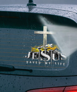 Jesus Saved My Life Decal - Jesus Stickers, Christian Stickers & Car Decals - Faith Cross Vinyl for Car, Truck, Motorcycle, Window, Bumper, Wall Decor