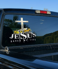 Jesus Saved My Life Decal - Jesus Stickers, Christian Stickers & Car Decals - Faith Cross Vinyl for Car, Truck, Motorcycle, Window, Bumper, Wall Decor