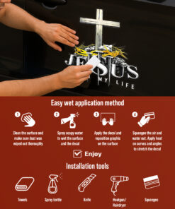 Jesus Saved My Life Decal - Jesus Stickers, Christian Stickers & Car Decals - Faith Cross Vinyl for Car, Truck, Motorcycle, Window, Bumper, Wall Decor