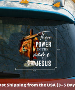 Jesus Power Cross & Lamb Decal - Lion of Judah Jesus Stickers, Christian Stickers & Car Decals - Transparent Vinyl for Faith Display