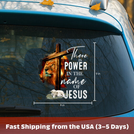 Jesus Power Cross & Lamb Decal - Lion of Judah Jesus Stickers, Christian Stickers & Car Decals - Transparent Vinyl for Faith Display