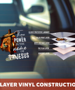 Jesus Power Cross & Lamb Decal - Lion of Judah Jesus Stickers, Christian Stickers & Car Decals - Transparent Vinyl for Faith Display