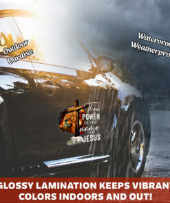 Jesus Power Cross & Lamb Decal - Lion of Judah Jesus Stickers, Christian Stickers & Car Decals - Transparent Vinyl for Faith Display