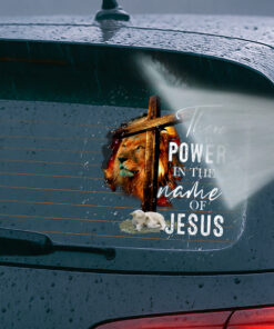 Jesus Power Cross & Lamb Decal - Lion of Judah Jesus Stickers, Christian Stickers & Car Decals - Transparent Vinyl for Faith Display