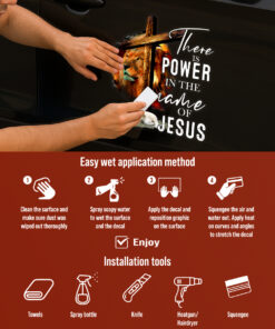 Jesus Power Cross & Lamb Decal - Lion of Judah Jesus Stickers, Christian Stickers & Car Decals - Transparent Vinyl for Faith Display