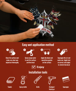 Ride with God Wings and Cross Helmet Sticker - Christian Stickers, Jesus Stickers & Car Decals - Waterproof Vinyl for Motorcycle Tank, Car, Truck, Bumper