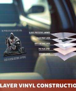 Christian Templar Car Decal - He Who Kneels Before God Knight Crusader Vinyl - Catholic Decals for Cars & Christian Window Decals