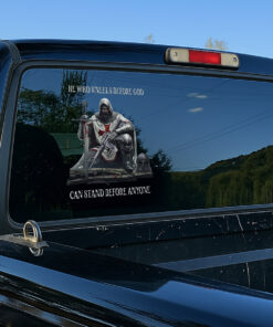 Christian Templar Car Decal - He Who Kneels Before God Knight Crusader Vinyl - Catholic Decals for Cars & Christian Window Decals