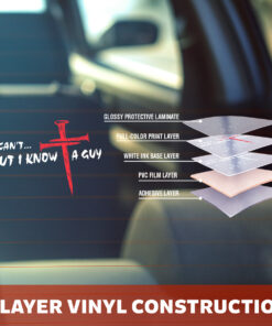 I Can't But I Know A Guy Car Decal - Cross Decals for Cars, Christian Bumper Stickers & Weatherproof Vinyl Car Stickers for Window, Bumper, Laptop, Tumbler