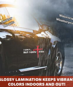 I Can't But I Know A Guy Car Decal - Cross Decals for Cars, Christian Bumper Stickers & Weatherproof Vinyl Car Stickers for Window, Bumper, Laptop, Tumbler