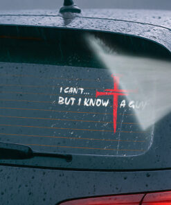 I Can't But I Know A Guy Car Decal - Cross Decals for Cars, Christian Bumper Stickers & Weatherproof Vinyl Car Stickers for Window, Bumper, Laptop, Tumbler