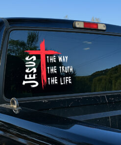 John 14-6 Car Decal - Jesus The Way The Truth The Life, Trust in God Car Decal, Christian Car Stickers & Bible Verse Vinyl for Truck, SUV, Laptop
