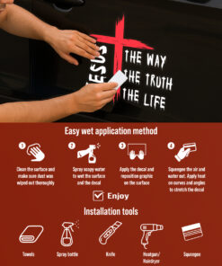 John 14-6 Car Decal - Jesus The Way The Truth The Life, Trust in God Car Decal, Christian Car Stickers & Bible Verse Vinyl for Truck, SUV, Laptop