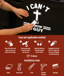 I Can't But I Know A Guy Car Decal - Christian Car Stickers & Transparent Vinyl Decal for Window, Bumper, Laptop - Inspirational Faith Gift