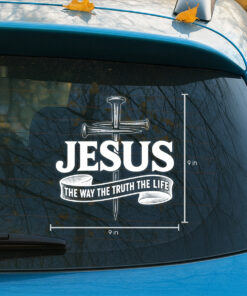 Jesus The Way The Truth The Life Car Decal - Christian Car Stickers, Catholic Car Decal & Faith Cross Vinyl for Car, Truck, Laptop